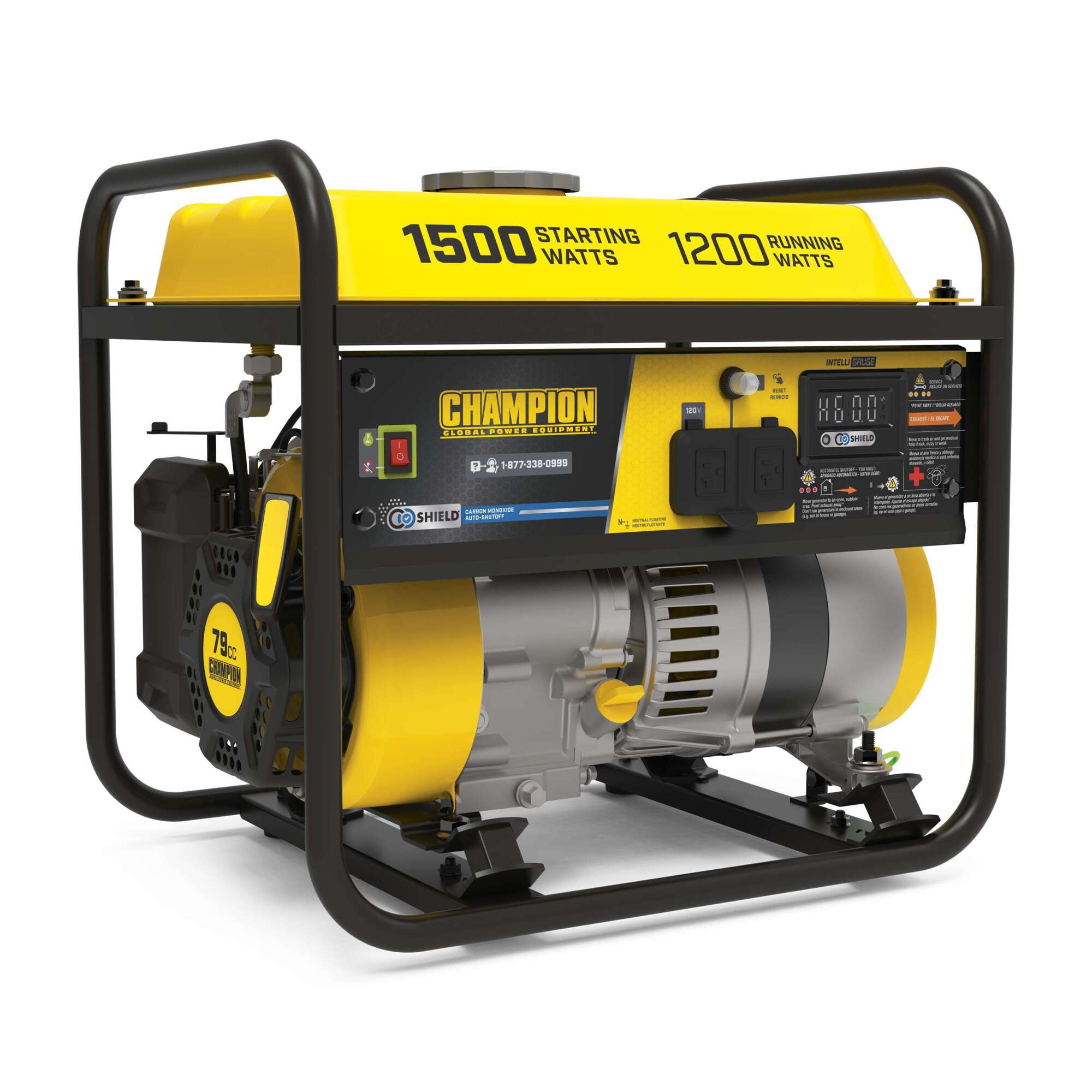 Champion Power Equipment Portable Generator with CO Shield — 1200W Running, 1500W Peak, 79cc OHV Engine, 1.46-Gallon Tank, Model# 201285